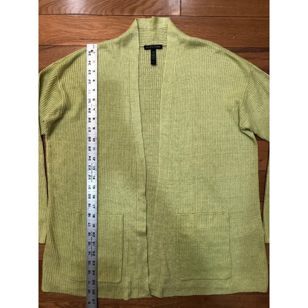 NWOT Eileen Fisher Cardigan Organic Linen Delave High Collar in Canary Sz S/P - Picture 7 of 10